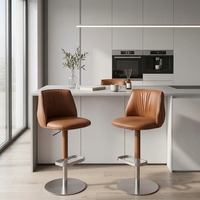 Tabourets de bar modernes pour îlot de cuisine, pivotants et réglables, en cuir, avec dossier, pour café, pub, ou assise d'îlot domestique