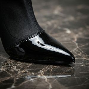 Bottes Chelsea classiques de luxe sur mesure pour hommes, en cuir noir, à bout pointu, talon <span class=keywords><strong>aiguille</strong></span>, hauteur genou, pour toutes les saisons - Product Image 4