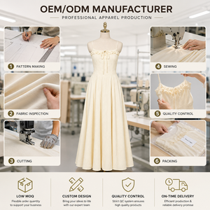 Robe longue personnalisée pour <span class=keywords><strong>femme</strong></span>, bretelles spaghetti, smockée, coupe trapèze, style bohème, pour la plage, l'été, les invitées de mariage, en coton, fabricant de vêtements - Product Image 6