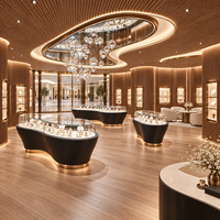 Comptoir de présentation de bijoux de luxe sur mesure avec éclairage LED, mobilier d'agencement intérieur tout-en-un durable pour bijouterie
