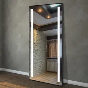 2023 New floor aluminum frame Large LED Lights Make Up Vanity Mirror clothing store full body fitting mirror
