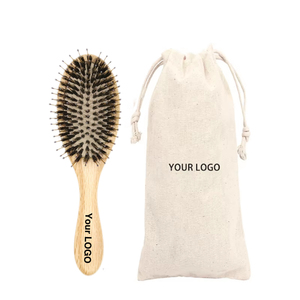 <span class=keywords><strong>Brosse</strong></span> à cheveux à logo personnalisé, faible MOQ, très vendue, antistatique, en nylon et poils de sanglier, avec manche en chêne, pour extensions et perruques - Product Image 1