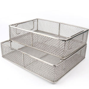 Conteneur alimentaire rectangulaire creux en acier inoxydable avec fibres végétales tressées 60x40x30cm – Durable et portable pour la cuisine - Product Image 2
