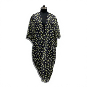 Robe de plage maxi pour femme en coton naturel tissé à 100% avec col en V - Product Image 1