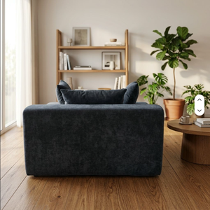 Canapé d'angle moderne en tissu capitonné gris foncé pour salon, chambre et hôtel - Product Image 4