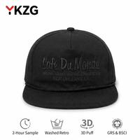 Cappello Premium di Alta Qualità in Cotone 100% Lavato Caramello, 5 Pannelli, con Cordino, Ricamo 3D, Strutturato, Visiera Piatta, Regolabile, Unisex