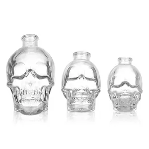 Decantador creativo de vino con forma de calavera para licor, botella vacía de 50ml, 100ml, 200ml, 350ml, 500ml, 750ml y 1000ml, venta al por mayor