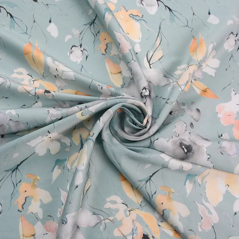 Safa Impresso Personalizado Digital Floral Designs Silky Amani Satin Chiffon Tecido para Mulheres Roupas
