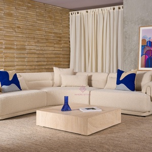 Cao cấp Bắc Âu màu be travertine Đá Cẩm Thạch Bàn cà phê bàn trà ngắn biệt thự sang trọng phòng khách thiết kế đá plinth bảng - Product Image 1