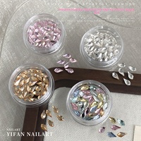 Hua Zi Cy1366 Accessoires de nail art en forme de feuille d'érable, diamants étincelants incrustés de cristal K9, fond plat, rose, bleu, champagne