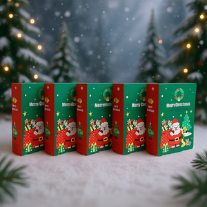 Cajas de dulces navideños, 10 unidades, diseño de Papá Noel en forma de libro de papel para regalos de fiestas navideñas - Product Image 2