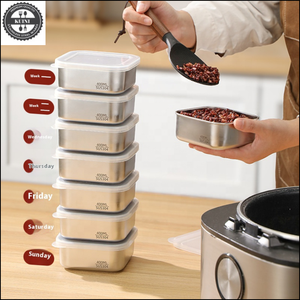 กล่องเตรียมอาหารสแตนเลส 304 พร้อมฝาปิด ป้องกันการรั่วซึม <span class=keywords><strong>ใช้</strong></span>กับไมโครเวฟได้ สำหรับอาหารร้อนและเย็น รับทำโลโก้ตามสั่ง ขายส่ง - Product Image 5