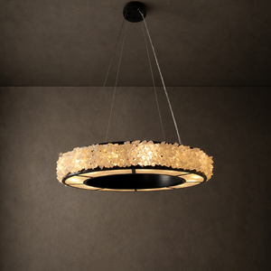 Luxury Raw Crystal Ring Chandelier Adjustable Cable Suspension <b>Light</b> For Modern Villa <b>Dining</b> Table Living Space Lighting - Product Image 3