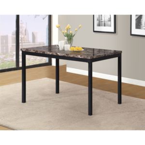 Juego DB Noyes de mesa de comedor extensible ensamblada, Base de madera ovalada, parte superior de mármol de imitación laminada brillante, negra para cocina de oficina en casa - Product Image 1