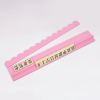 Support de tuiles de mahjong en bois à motif ondulé festonné, lot de 4, design à poussoir, grain de bois naturel, accessoires de mahjong américains