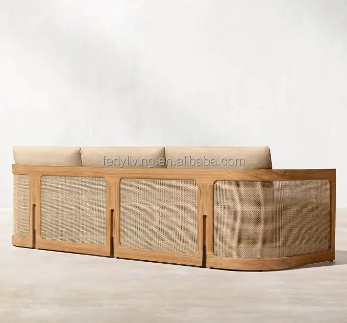 Роскошная уличная мебель садовая гостиная набор для дивана уличная мебель из тикового ротанга трехместный диван