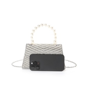 Bell Luxury Vintage Pearl Rhinestone Shiny Crossbody Wedding Clutch Bag Elegant Formal Evening Handbag for Ladies Fashion - Product Image 4
