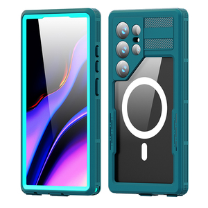 SHELLBOX Black/Lake Blue bars stile Anti-caduta custodia per telefono impermeabile per Samsung Galaxy S24 Ultra con protezione dello schermo integrata - Product Image 2
