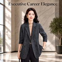 Blazer texturé gris anthracite de haute qualité pour femme, uniforme de travail, coupe ajustée, tenue professionnelle