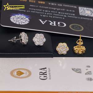 USA Lokale Voorraad Pass Diamond Tester Ronde Diamant 925 Zilver Cluster 9.2mm Iced Out VVS Moissanite Sieraden Hip Hop Stud Oorbellen - Product Image 4