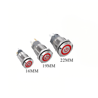 Interrupteur à bouton poussoir LED étanche 20A 16MM/19MM/22MM Momentané à réinitialisation automatique / à verrouillage automatique IP65 Interrupteur à bouton métallique