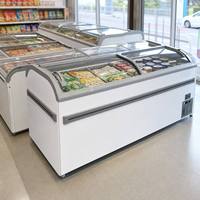 Congelador de Isla de Una Sola Temperatura y 4 Puertas, Directo de Fábrica, para Carnicería, Mariscos, Helados y Exhibición de Carne, con Control Digital