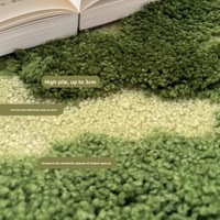 Tapis de sol en peluche épais, motif mousse forestière, pour chambre à coucher, lavable en machine