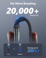 Cable de Datos USB C con Trenzado de Nailon SUNGUY de 18 W, Cable de Carga Rápida para Teléfono Móvil, Laptop y Uso en el Automóvil