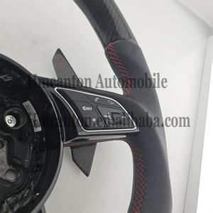 Volante Deportivo de Fibra de Carbono y Cuero en Oferta para Modelos Audi A3 A4 A4L A5 A7L A8 Q5 Q7 B9 A6 R8 - Product Image 6