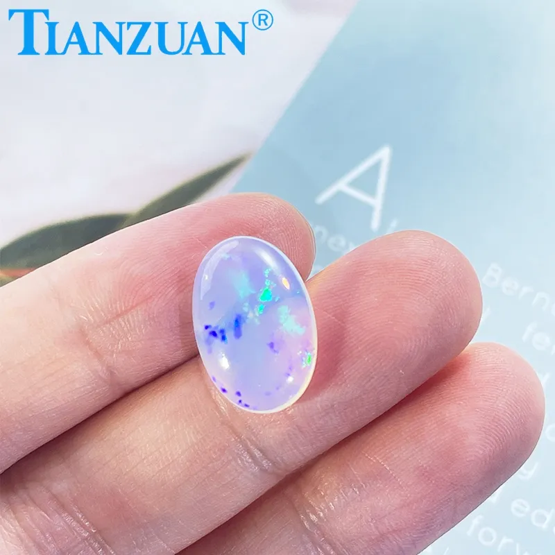 자연 다채로운 화이트 오팔 타원형 모양 cabochon 4.6-9ct 보석 느슨한 돌 보석 만들기 인증