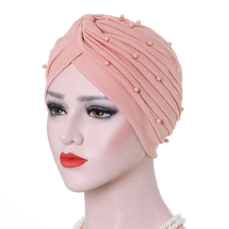 Chapeaux de prière en soie pour femme, Hijab, couvre-chef musulman, Turban avec perle, vente en gros, nouveauté 2020