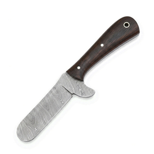 Cuchillo Skinner de Acero de Damasco Hecho a Mano, Profesional, de Alta Gama, con Funda de Cuero y Mango de Madera - Product Image 1