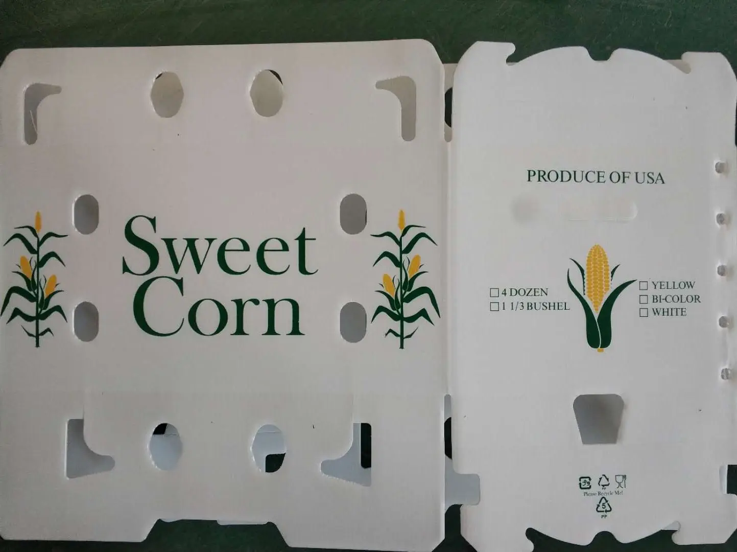 Caja de plástico maíz dulce