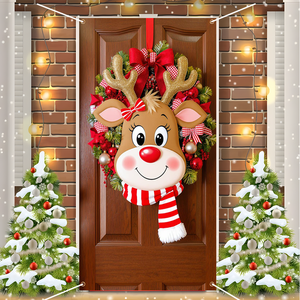 Biểu ngữ cửa Giáng sinh 2025 chất liệu polyester bền, có thể tùy chỉnh, trang trí treo cửa ra vào, màu đỏ hồng - Product Image 3
