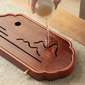 Bandeja de té de madera maciza al por mayor con depósito de agua, mesa de preparación de té en seco, pequeña bandeja de té estilo retro para uso doméstico, distribuidor. - Product Image 4