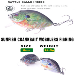 Realistic Printed ABS Sunfish Fishing <strong>Crankbait</strong> 6cm 14.5g Built-in Rattle Balls Attractant Hard Lure Midwater Baits <strong>for</strong> - Product Image 3