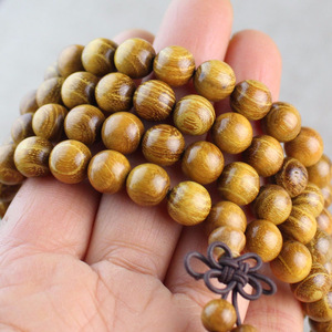 Wooden Buddhist Prayer <b>Beads</b> 108 <b>Beads</b> Golden Sandalwood Round <b>Men</b> Women <b>Bracelet</b> Jewelry Hangzhou - Product Image 4