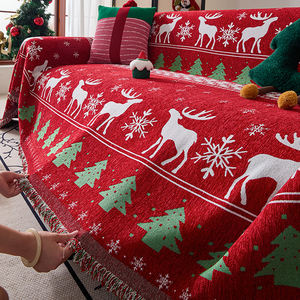 <span class=keywords><strong>Housse</strong></span> de <span class=keywords><strong>canapé</strong></span> en chenille de Noël, quatre saisons, universelle, antidérapante, adaptée aux fêtes, décoration de salon, cadeaux de Noël - Product Image 2