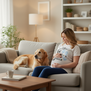 Camiseta de revelación de embarazo de From Fur Mama To Baby Mama, manga corta, cuello redondo, unisex, para adultos, regalo para amantes de perros y gatos - Product Image 3