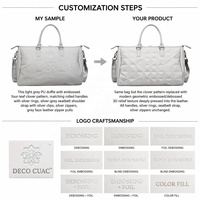 Bolsa de Viaje de PU con Diseño de Trébol de 4 Hojas en Relieve Personalizado, con Compartimento para Trolley, Separación entre Seco y Húmedo, Múltiples Bolsillos, 3 Colores, Ligera, para Fin de Semana