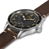 Montre à quartz avec boîtier en acier inoxydable personnalisé, logo personnalisé, analogique, cristal saphir acrylique, résistance à l'eau 5 BAR, style militaire vintage pour homme