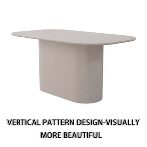 MDF Eco-Friendly Durable Cream Style Dining <b>Table</b> 4-8 Person Vertical Striped Legs Thick Elegant Home <b>Kitchen</b> <b>Table</b> - Product Image 2