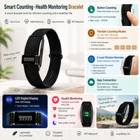 Bracelet intelligent OLED iTasbeeh avec contrôle par application, suivi d'activité physique, moniteur de fréquence cardiaque et de sommeil, bracelet Tasbih