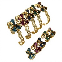 Ensemble bague et bracelet plaqué or 18 carats, nœud papillon sculpté en 3D, ajouré, maille ajourée, bleu ciel aqua radiant, pour femme, idéal pour les banquets