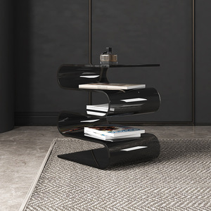<span class=keywords><strong>Table</strong></span> <span class=keywords><strong>basse</strong></span> moderne transparente de couleur crème en bois massif de style américain avec porte-revues pour salon à usage domestique - Product Image 4