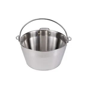 30 Cm big capacity durable 0.8mm thickness encapsulated base bottom easy cleaning jam outdoor camping cooking pot with handle