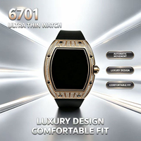 Montre automatique de luxe personnalisée, édition diamant, 67-01, ultra-fine, squelette, montre mécanique pour homme