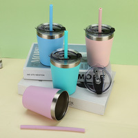 Tasse en acier inoxydable 8oz pour enfants, gobelet de paille thermique à Double paroi pour jus de café personnalisé