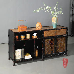 Lacquered Bamboo <b>Storage</b> Cabinet Chinese Style Tea <b>Sideboard</b> Low Cabinet Entryway Cabinet Living Room Cabinet - Product Image 5