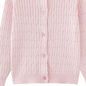 university Sorority Women Knitted <b>Cardigan</b> Sweater Bright Pink <b>Cable</b> <b>Knit</b> V-Neck OEM Tortoiseshell Button Down Loose Jumper Coat - Product Image 5